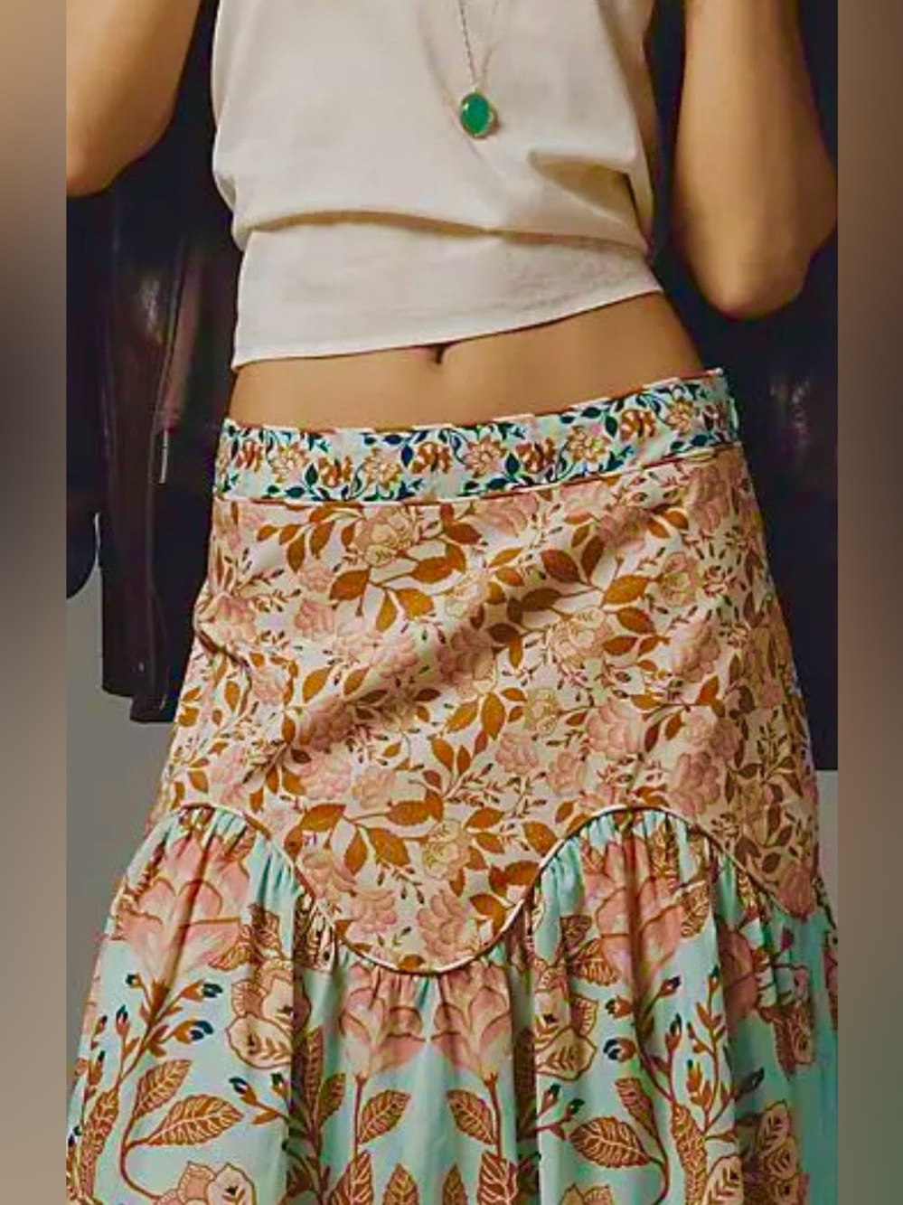 Farm Rio Flirty Drop-Waist Midi Skirt SZ S - Picture 2 of 8